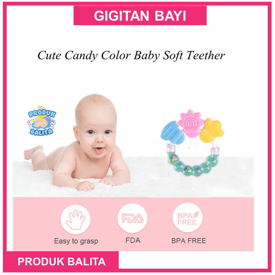 Gigitan Bayi Teether Bayi kerincingan Bulat / Gigitan Bayi Rattle Mainan Bayi Rattle Genggam Bayi