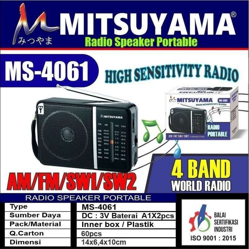 Radio Portable Mitsuyama MS-4061 4Band Baterai A1 x 2 pc