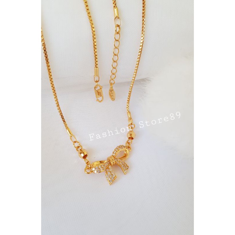 fashion kalung Xuping motif Pita Cantik Elegant Bestquality Import perhiasan lapis emas 18k