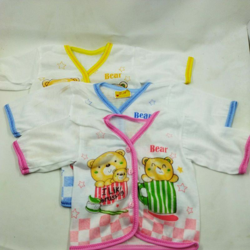 Baju Bayi Lengan Pendek Karaktet Sablon PE Newborn Baby Unisex 35gr