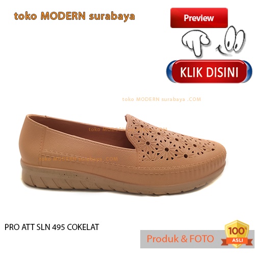 Sepatu wanita casual slip on karet PRO ATT SLN 495 COKELAT