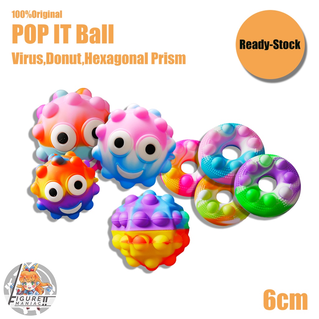 POP IT Ball Bola Virus Donat Donut Bekel Premium Mainan Anak Squishy