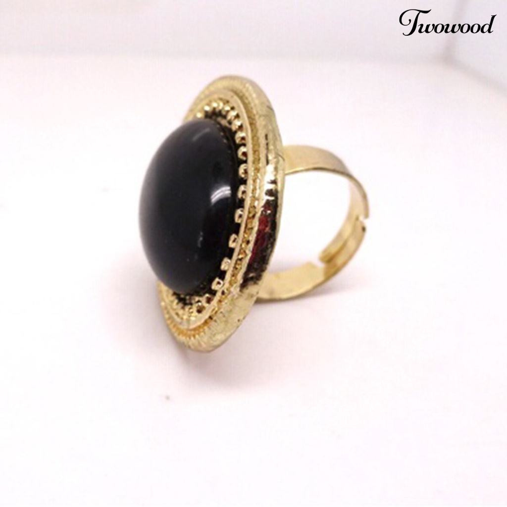 Cincin Batu Permata Bentuk Oval Bahan Alloy Adjustable Untuk Kencan