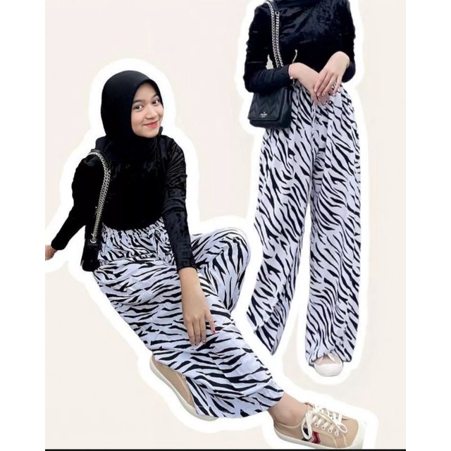 Celana Kulot Rayon Motif zebra