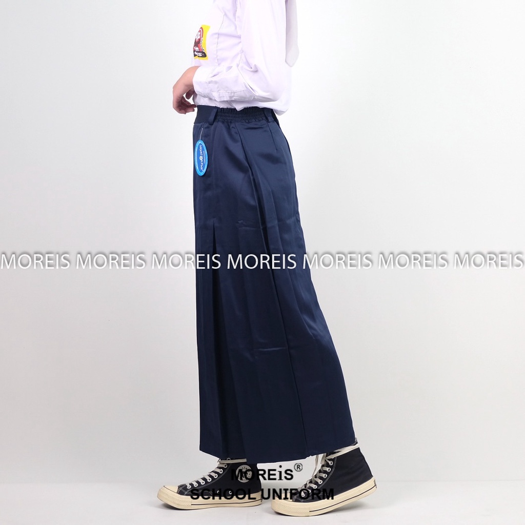 Rok Span2 Panjang Biru SMP Bahan Elemen