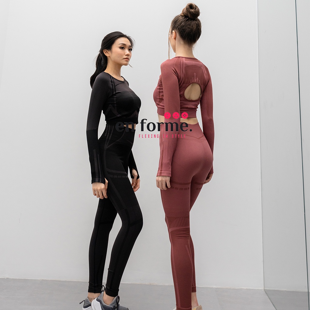 ENFORME - SORAYA GYM SET - Seamless Knitted Sport Wear Fitness Set Clothing Yoga Women Gym Clothes S