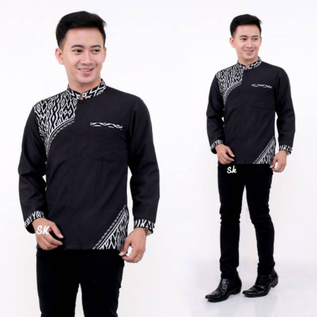 Kemeja Koko Kombinasi Batik Songket