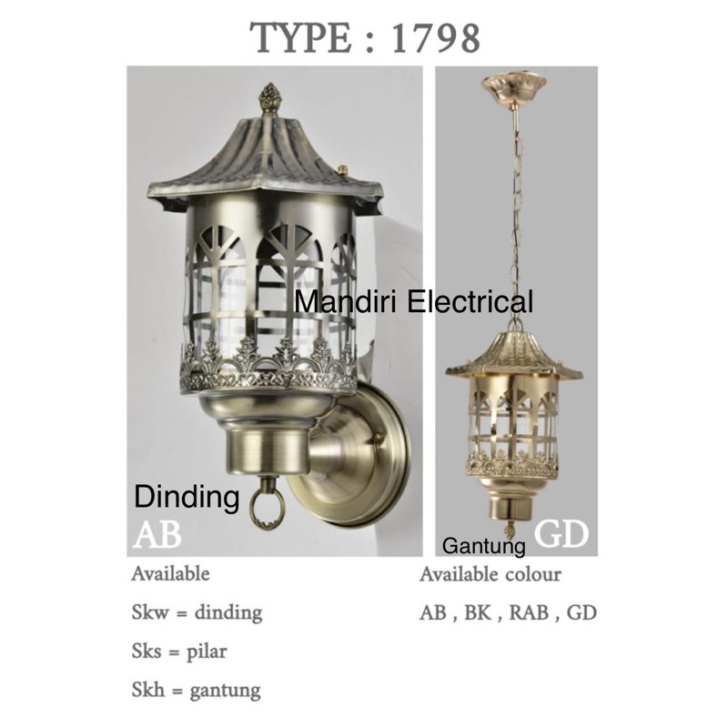 lampu hias dinding /lampu tempel outdoor/indoor/Lampu dinding / lampu taman 1798