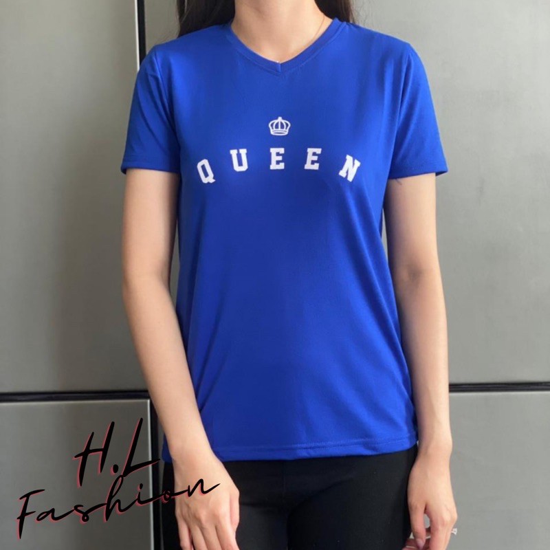 Kaos wanita leher V tangan model “queen”