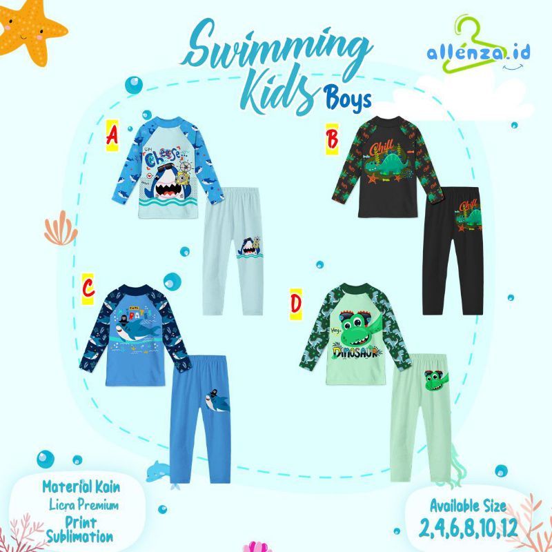 Swimming Kids Allenza / Baju Renak Anak Laki laki / Baju Renang Anak / Swimming Kids / Pakaian Renan