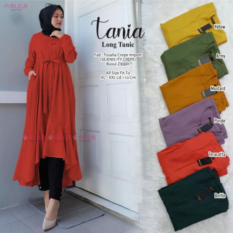 tania long tunik by alila bahan ity crepe