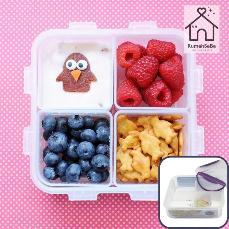 Sandwich Box Kotak Makan Kotak Bento dengan 4 sekat Komax Biokips