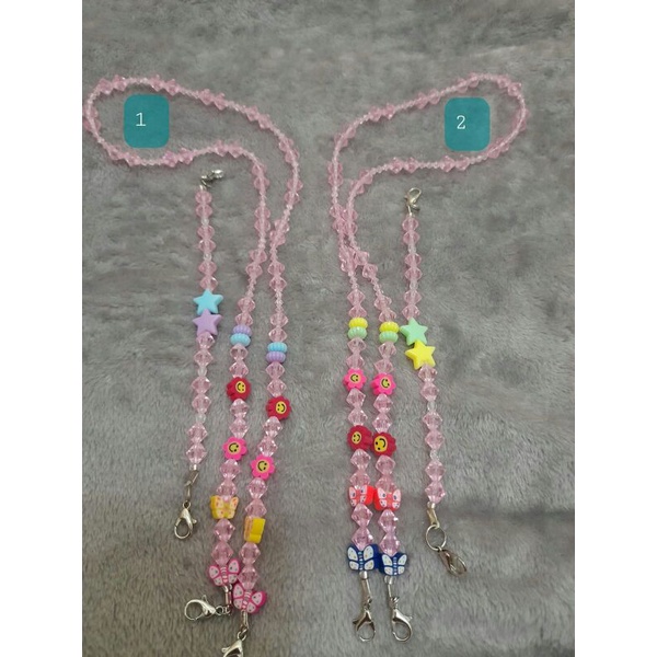 Strap Masker Manik manik untuk anak anak (PINK) konektor  masker 1 set/Masker Hijab - 1 set