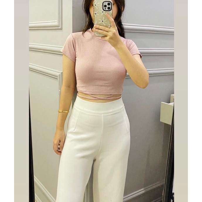 Rope hailey crop top / crop top basic / korean crop top tali / top tali