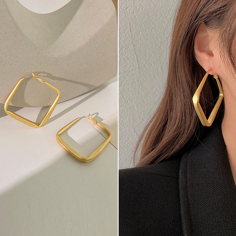 Anting Stud S925 Silver Bentuk Lingkaran Geometris Warna Emas Matte Gaya Korea