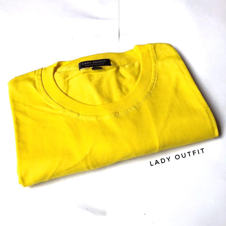baju kaos polos premium kuning lemon katun combed cotton 30s lengan pendek basic tee pria wanita