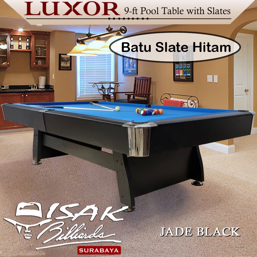 Meja Billiard Luxor 9 ft Pool Table with Black Slate Jade Black | Meja Biliar 9ft | Batu Slate Hitam