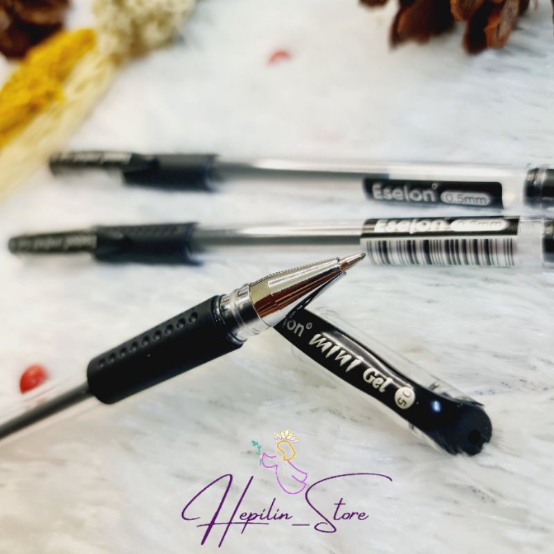 

Bolpen Pulpen Gel Mini Eselon ES009 Hitam ECER 1 Biji , Biru Merah