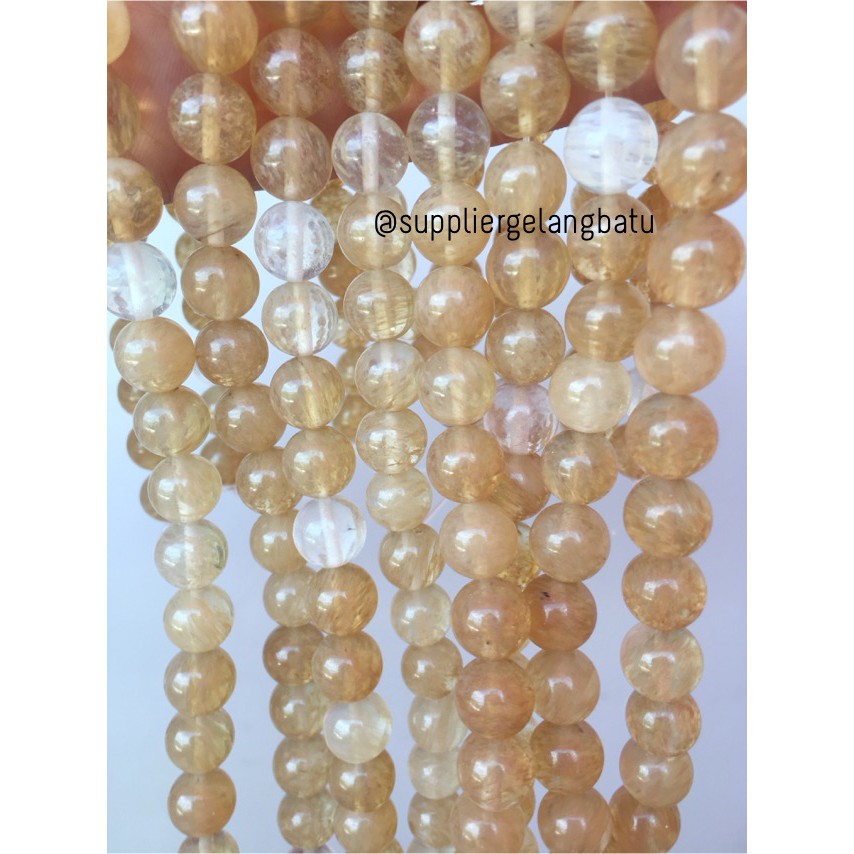 natural batu CITRINE kuning 10mm kristal yellow citrin media kesehatan aksesoris pernak pernik sehat