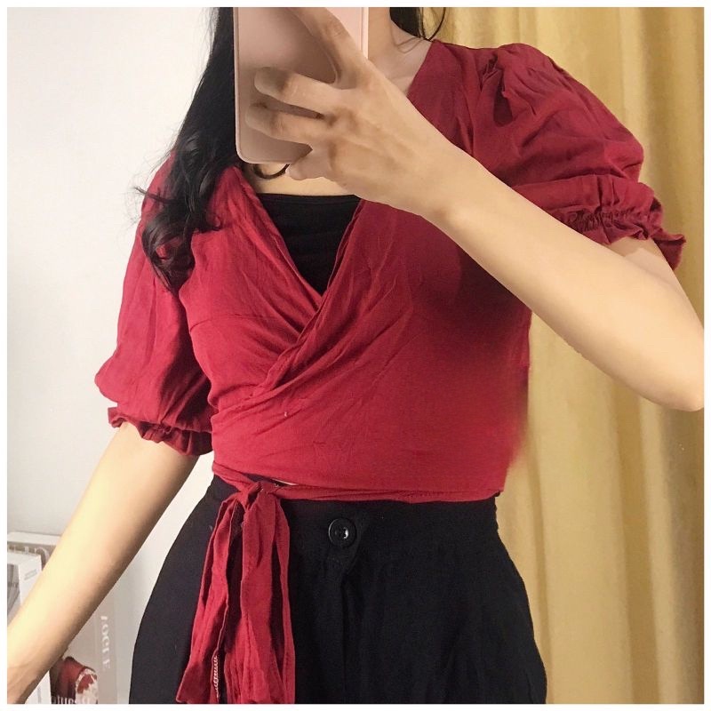 Wrap Top Lengan Pendek polos / Wrap Top Blouse Kemeja / Kalea Wrap Top / Best Wrap Top / Kaira Wrap 
