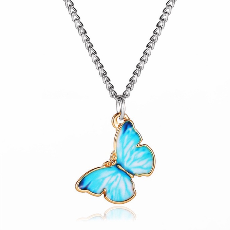 Kalung Rantai Klavikula Dengan Liontin Butterfly Bahan Alloy