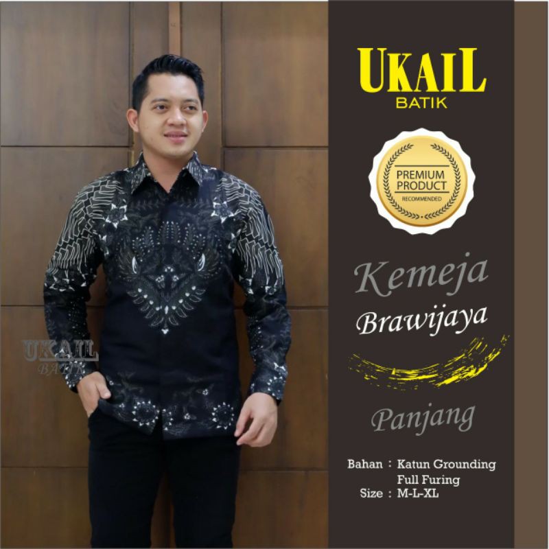 Kemeja Batik Warna Hitam Terbaru Batik Exclusive Pria Baju Batik Lapis Furing BRAWIJAYA HITAM