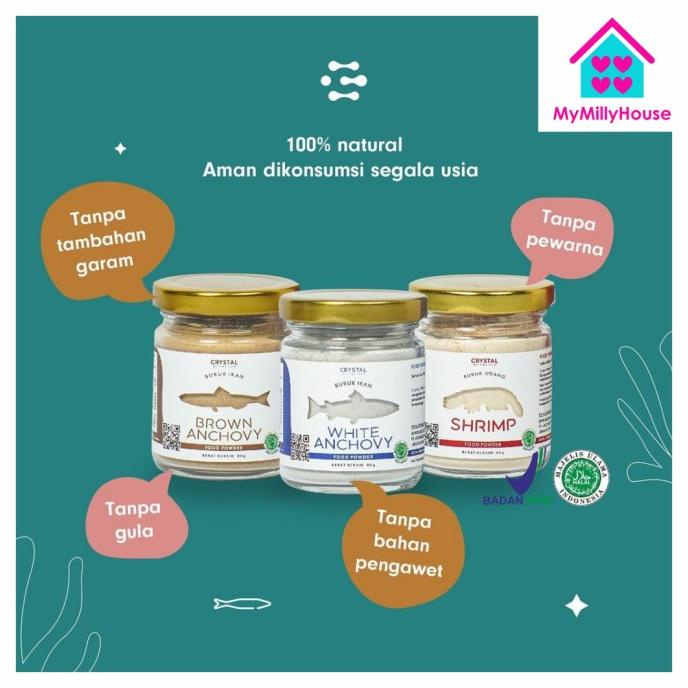 

Crystal Of The Sea White / Brown Anchovy + Shrimp Powder / Bubuk MPASI