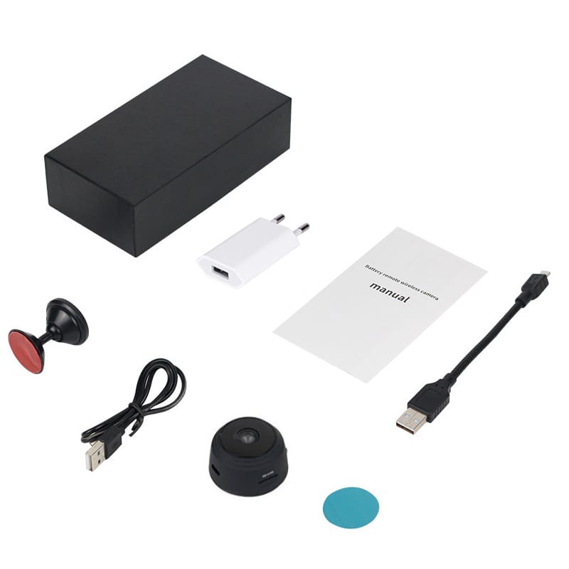 New Wireless A9 Mini Camera Wifi Hd 1080P Micro Kamera Kecil Smart Ip Cctv Spy Kamera pengintai / Mini WiFi IP Camera CCTV 1080P Taffware - A9 – Hitam Tetap Bisa Merekam Meskipun Mati Lampu