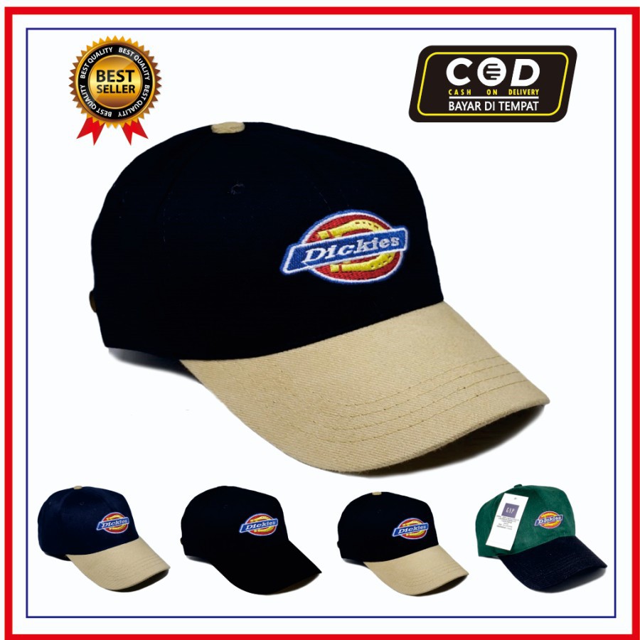 Topi Baseball Dickies// Topi Distro Dickies Bahan Rapel// Topi Dickies Fashion Pria Wanita Terbaik Harian.