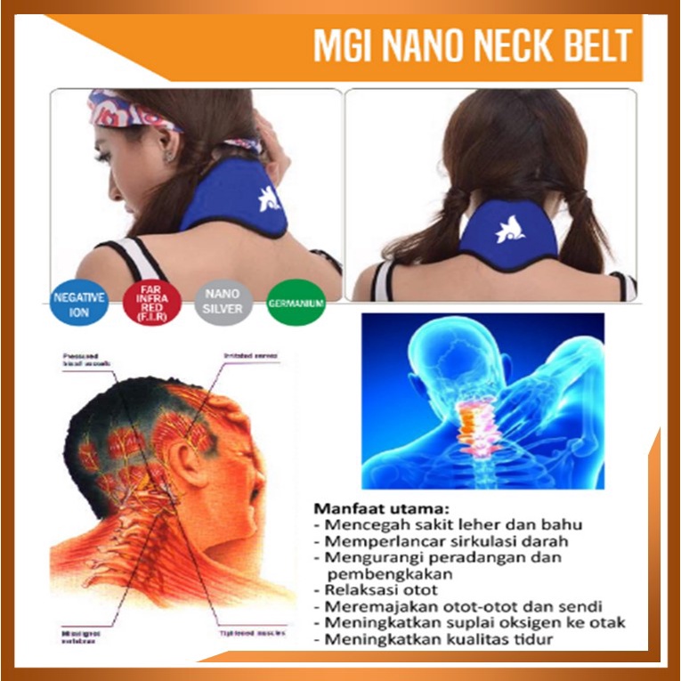 Nano Nect Belt Mgi Sabuk Terapi Leher Dengan Infra Merah Jauh,Nano Silver,Germanium dan Ion Negatif