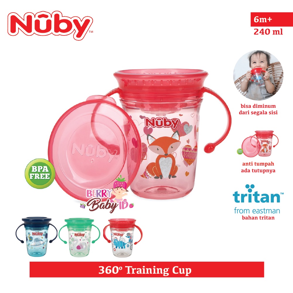 Nuby Tritan Wonder Cup With Handle Glitter Gelas Training Cup Bayi Berry Mart