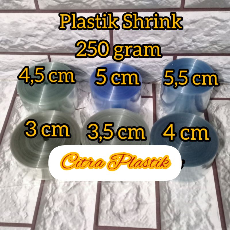 Plastik shrink / plastik segel uk 3cm s/d 5,5cm 250gram