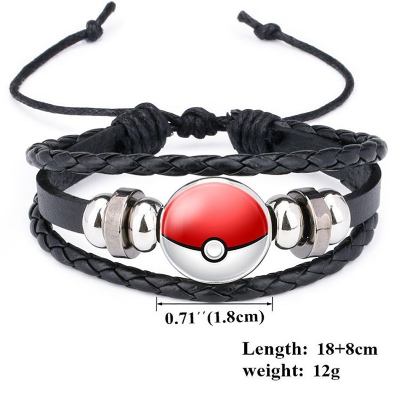 2022 Gelang Tangan Kulit Motif Anime Pokemon Ball Untuk Pria / Wanita / Anak