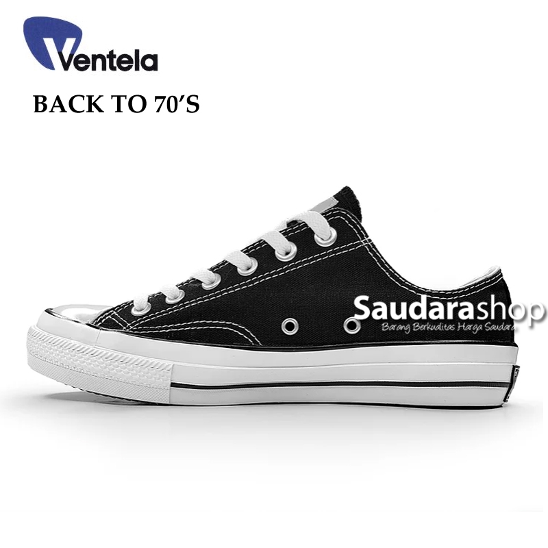 Sepatu Ventela BACK TO 70's Black White Low / Sepatu Ventela 70s Hitam Putih / Ventela 70s LC