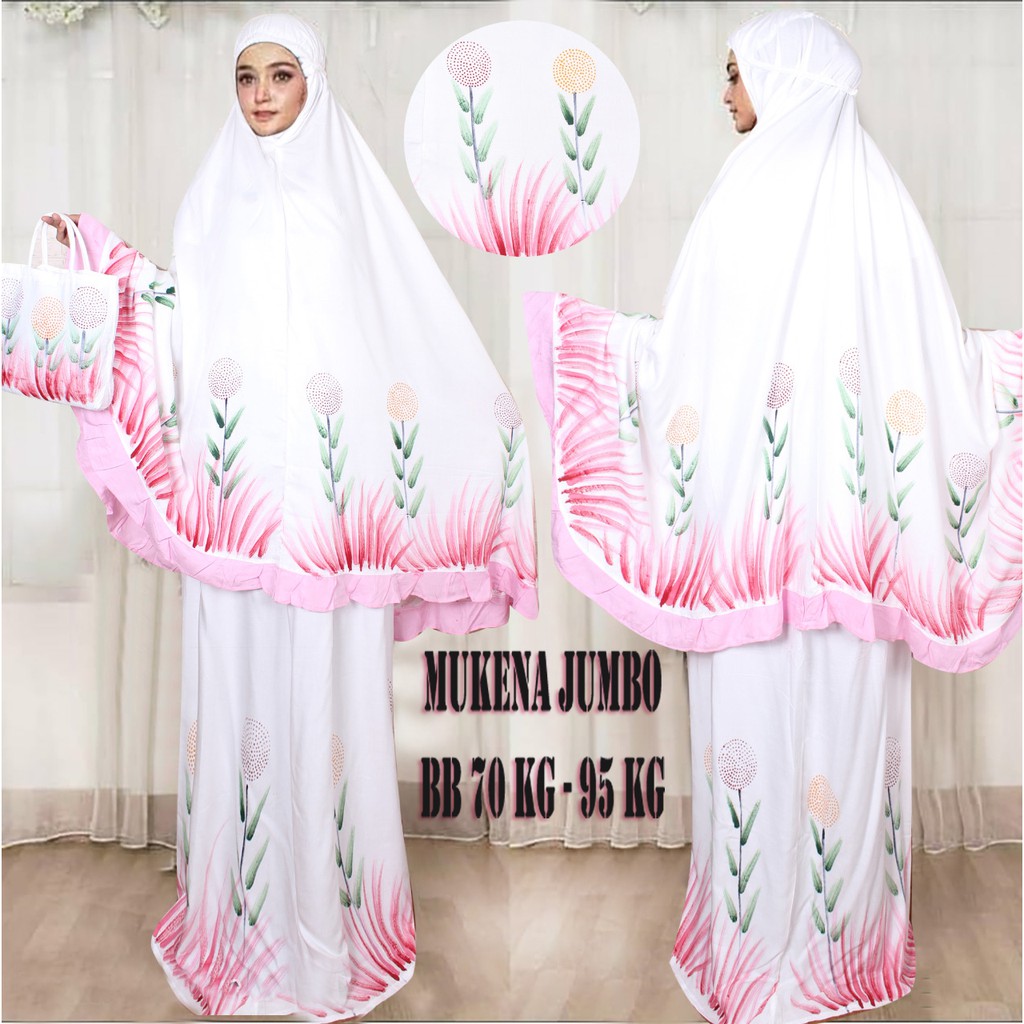 Mukena Bali Mukena Rayon Bahan Adem Fashion Mukena Dewasa Jumbo Lukis Kapas - Biru