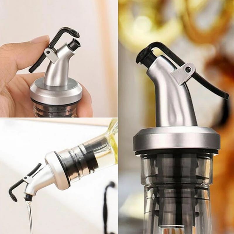 TUTUP BOTOL SIRUP MINYAK - BOTTLE  POURER ADA TUTUP Silver Bottle Pourer Alat Bantu Penuang Penutup Botol Minyak Cuka Wine Kecap Madu Sirup Stainless- TUTUP BOTOL MULTIFUNGSI WINE KECAP MADU SIRUP MINYAK - BOTTLE POURER ADA TUTUP