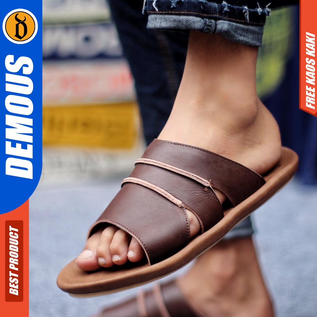 DEMOUS TAIM Sandal Slop Kulit Pria Sendal Casual Terbaru