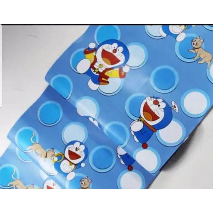 Wallpaper Dinding Motif Doraemon Kucing Polkadot | Wallpaper Murah Ruang Tamu Kamar Anak