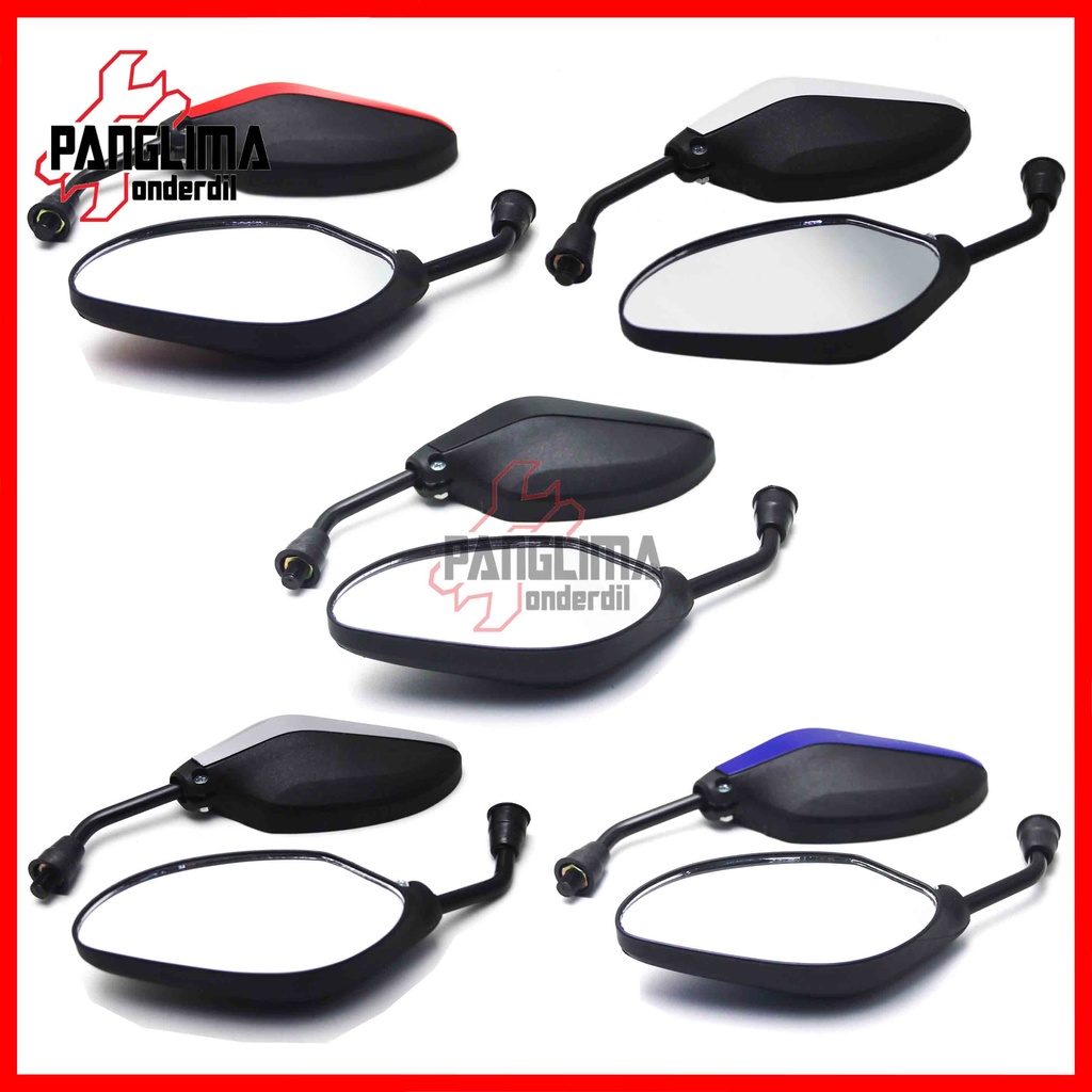 Spion Set Variasi Bangkok Mini Honda Semua Jenis Motor Honda Drat Kanan Baut 14 Beat-Vario-Scoopy-Spacy-Revo-Grand-Supra-PCX-Tiger Sepion Kaca Universal Putih-Abu-Merah-Biru-Hitam