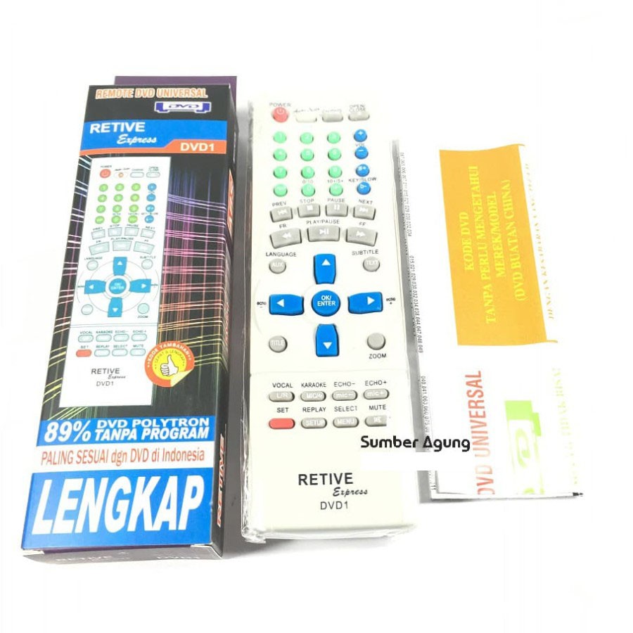 Remot DVD Universal Remote Retive Express DVD1 Polytron Tanpa Program