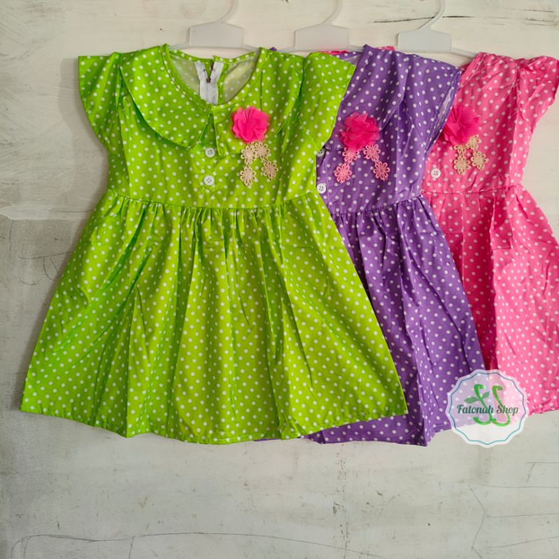 Dress anak 1 2 tahun baju anak cewek perempuan motif polka ( dress aprilia polka )