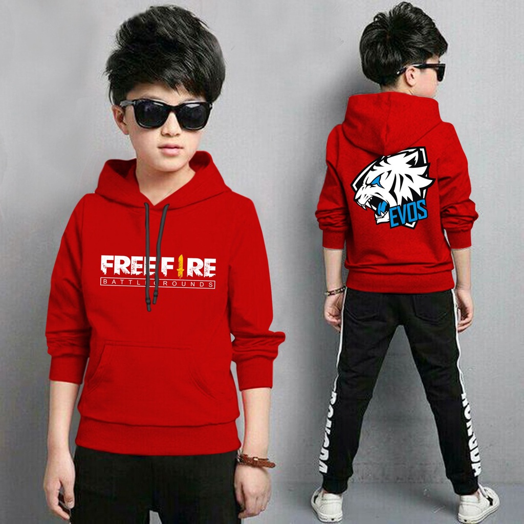 Hoodie Anak Ff Evos Anak Gaming Bahan Fleece Tebal /Jaket Anak Laki Laki/Jaket Anak Terbaru/4-11 TAHUN(FLAVA_STORE)