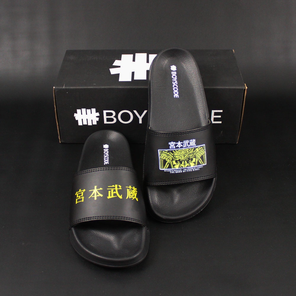 Sendal Selop Pria Wanita Distro Boyscode Samurai Ninja Miyamoto Musashi / Sendal Slip On Pria / Sendal Slide Pria