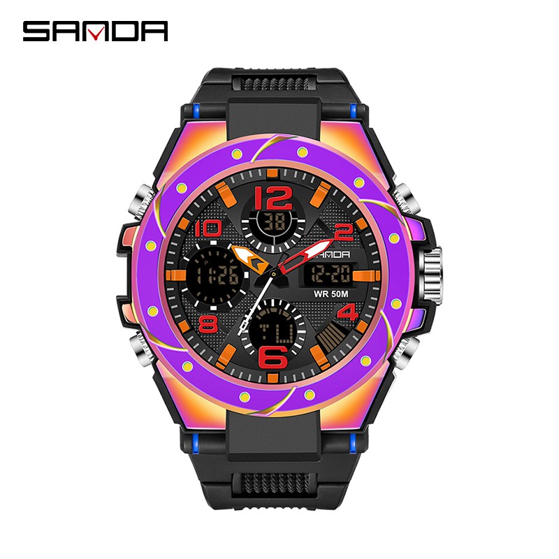 SANDA 6008 Jam Tangan Pria Digital Analog Tali Rubber Fantasy Anti Air WATCHKITE WKOS