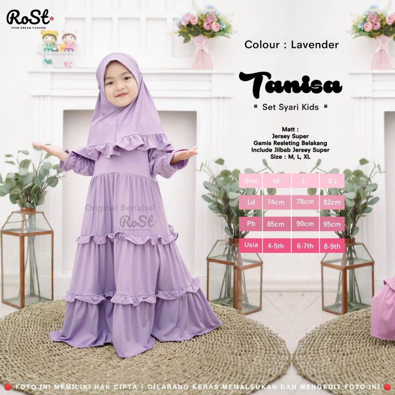 baju anak gamis anak TANISA gamis syari anak set umur 4-9 tahun bahan jersey