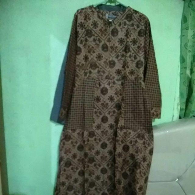 Gamis Sogan Kombinasi Truntum / Gamis Batik Modern / Long Dress Batik Cantik / Seragam Batik