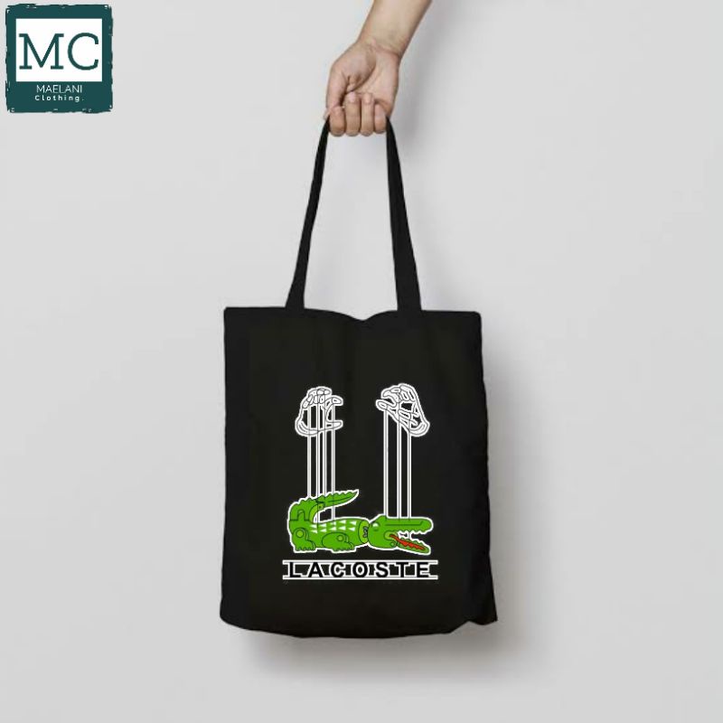 TOTE BAG LACOSTE LOGO  / TOTEBAG RESLETING HITAM / TOTEBAG BAND METAL / TAS JINJING / TOTEBAG CANVAS