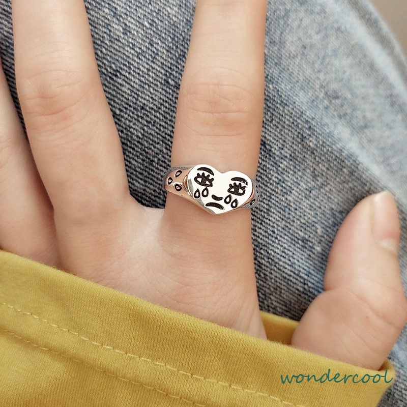 Cincin Wanita Desain Wajah Menangis Kreatif Untuk Malam / Club / Hadiah-Won