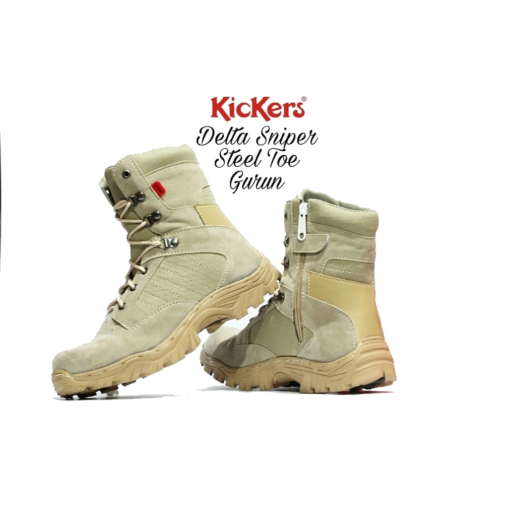 Sepatu Boots Pria Kickers Original Safety Ujung Besi Gunung Militer Outdoor Lapangan Net TV
