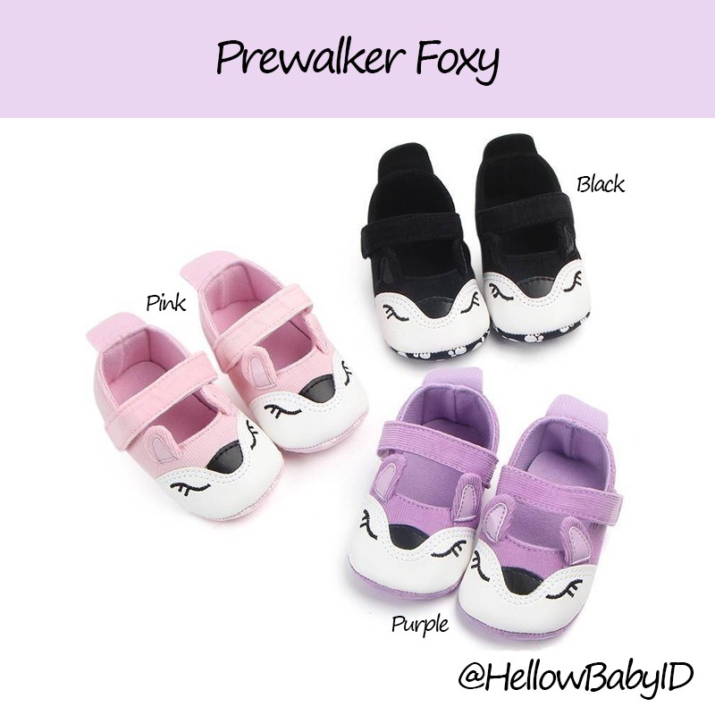Sepatu Prewalker Bayi / Sepatu Bayi Maryjane Foxy Pink Ungu Hitam